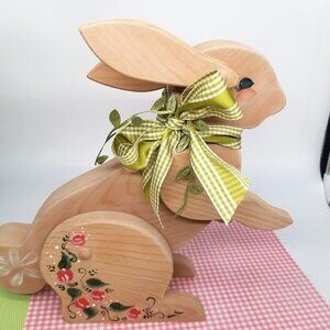 14" Handmade Jointed Wood Bunny